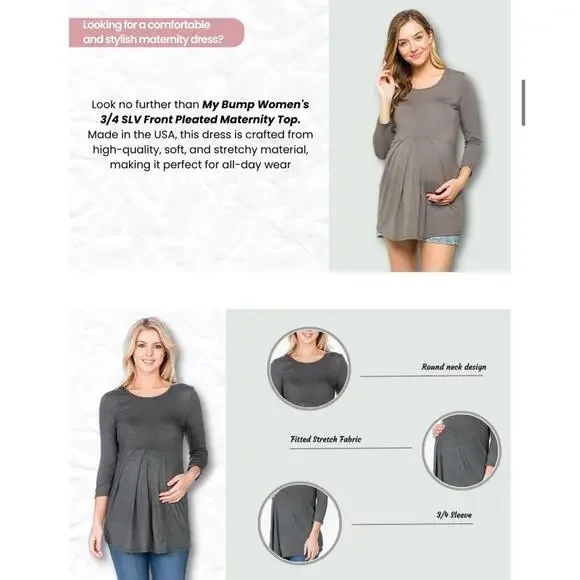 My Bump - Maternity Teal & Floral 3/4 Sleeve Pleated Top (Small)*BRAND NEW/NWT* - Picture 7 of 7